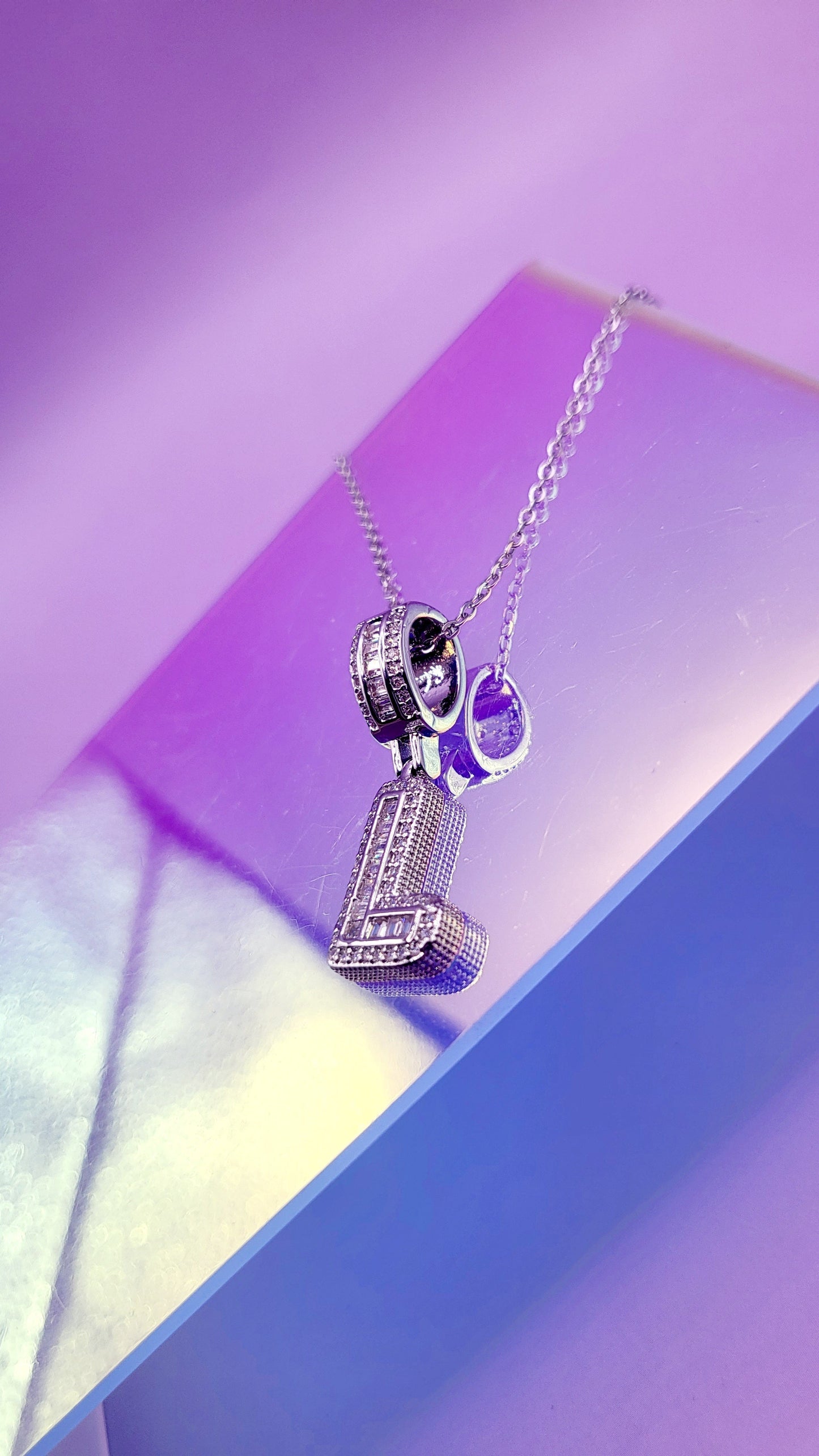 Crystal Initial Necklace Letter L