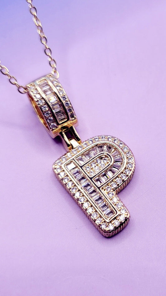 Crystal Initial Necklace Letter P