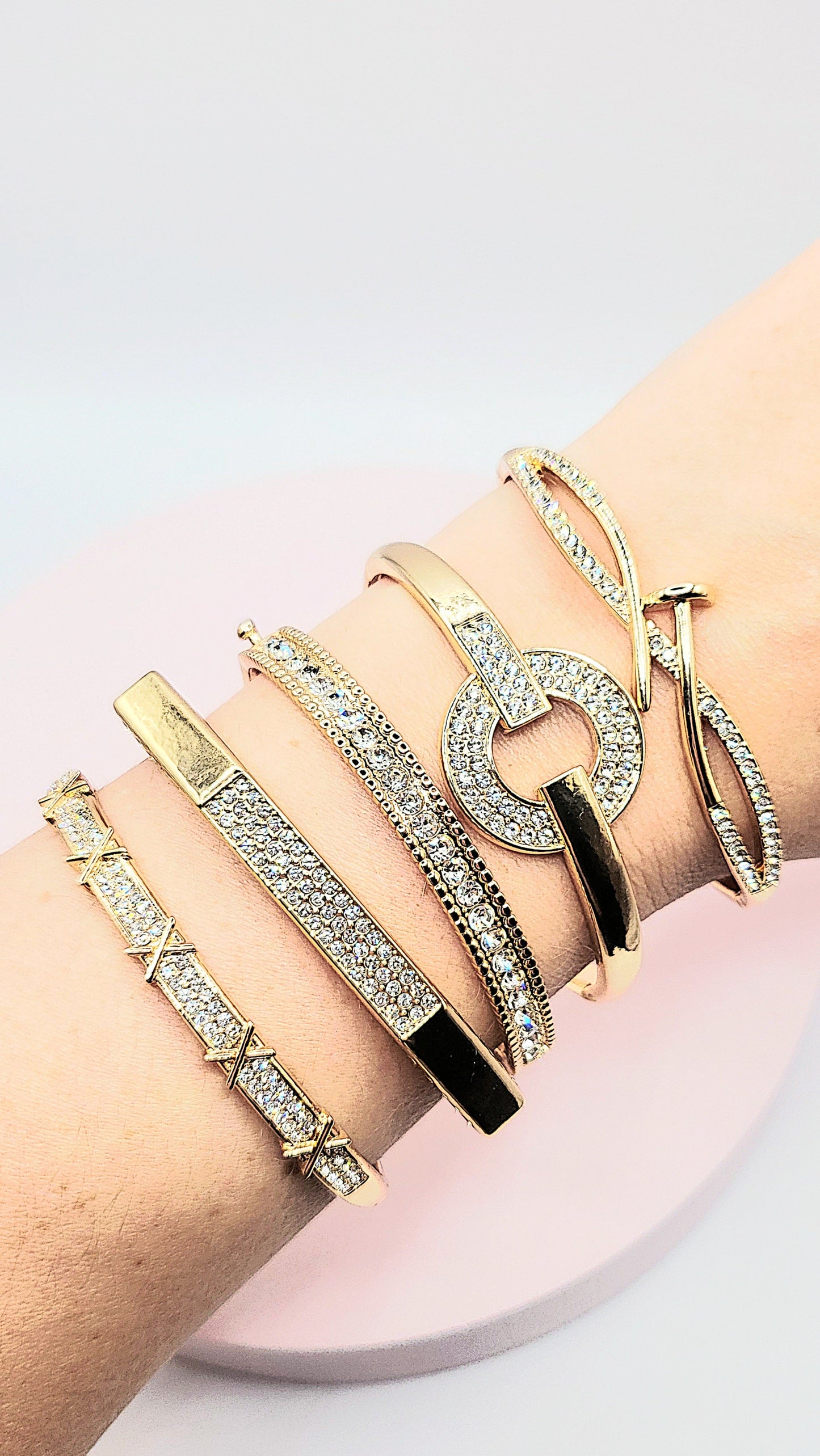 Crystal Stacking Bangles Stainless Steel