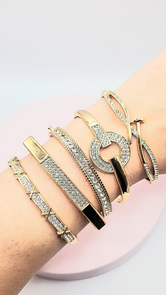 Crystal Stacking Bangles Stainless Steel