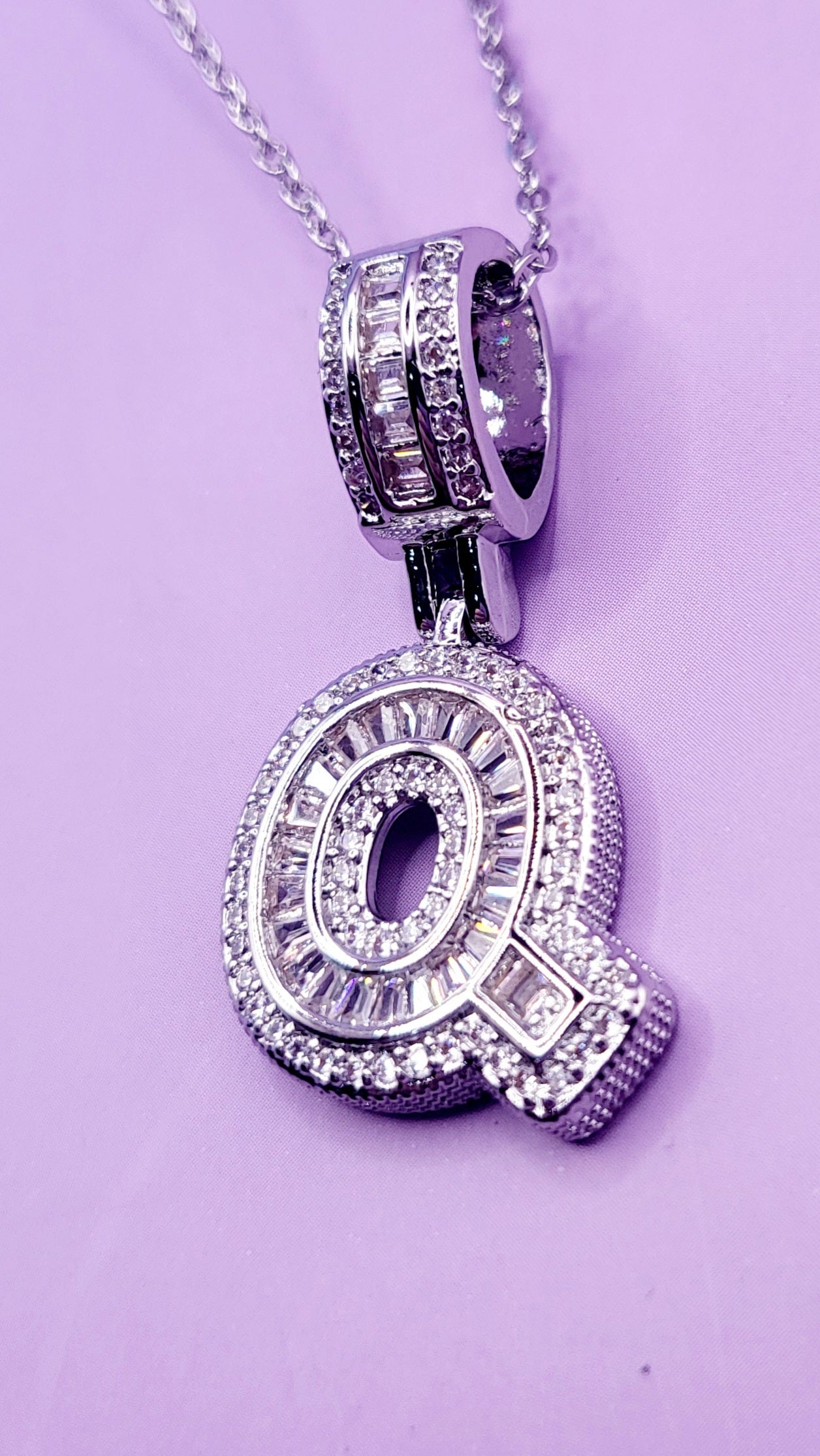 Crystal Initial Necklace Letter Q