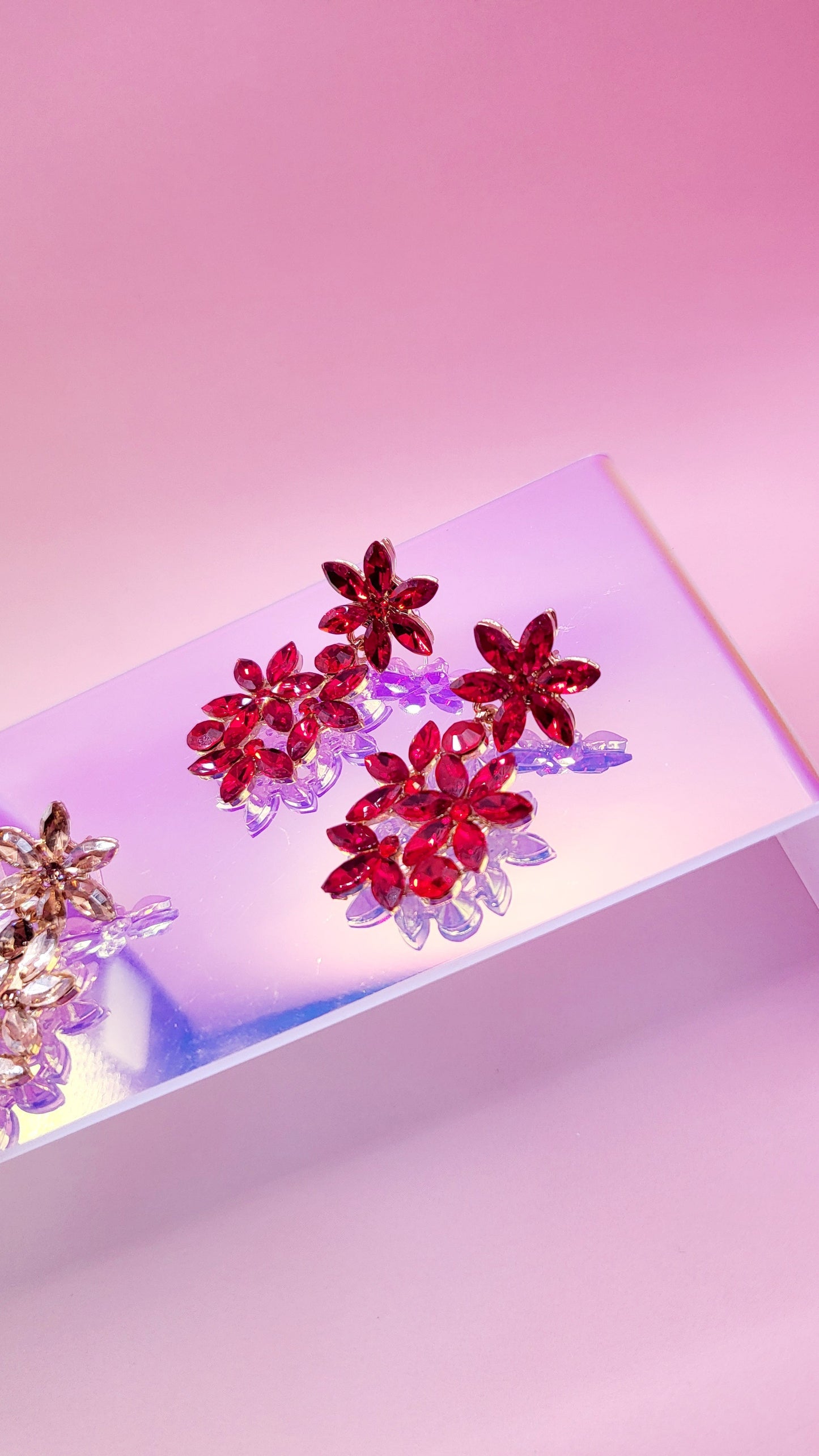 Flower Crystal Drop and Dangle Earrings
