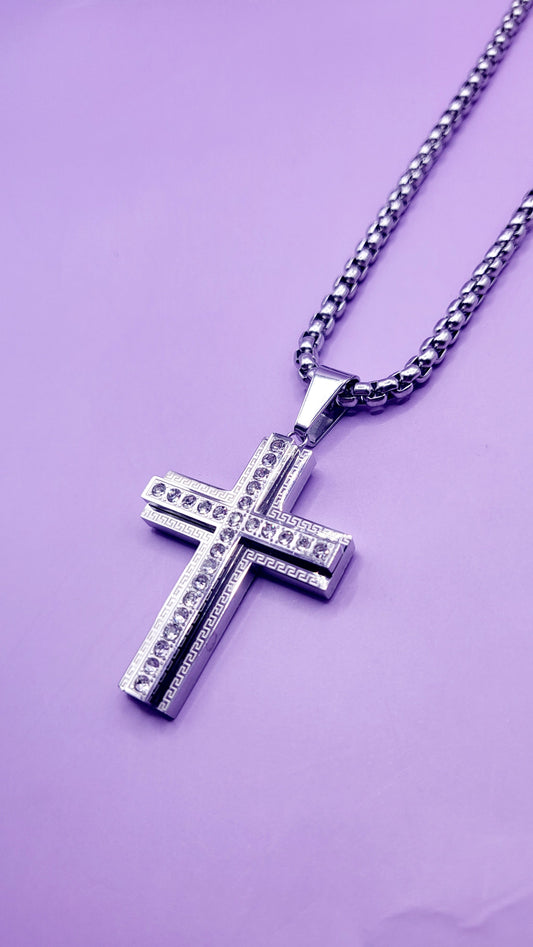 Mini Sparkle Silver Cross Necklace