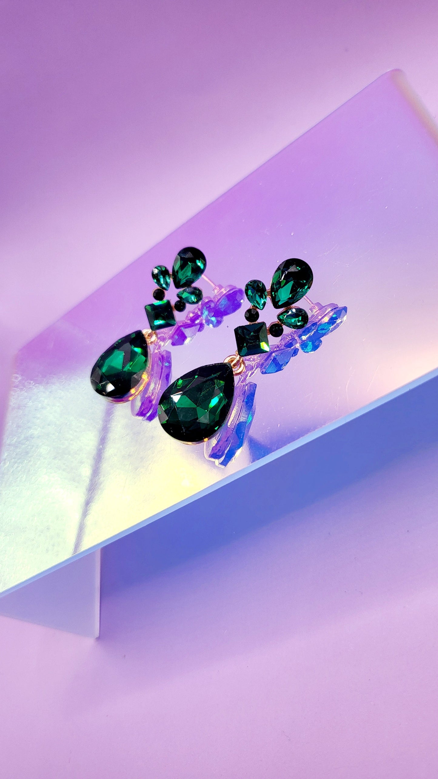 Emerald Crystal Drop and Dangle Earrings