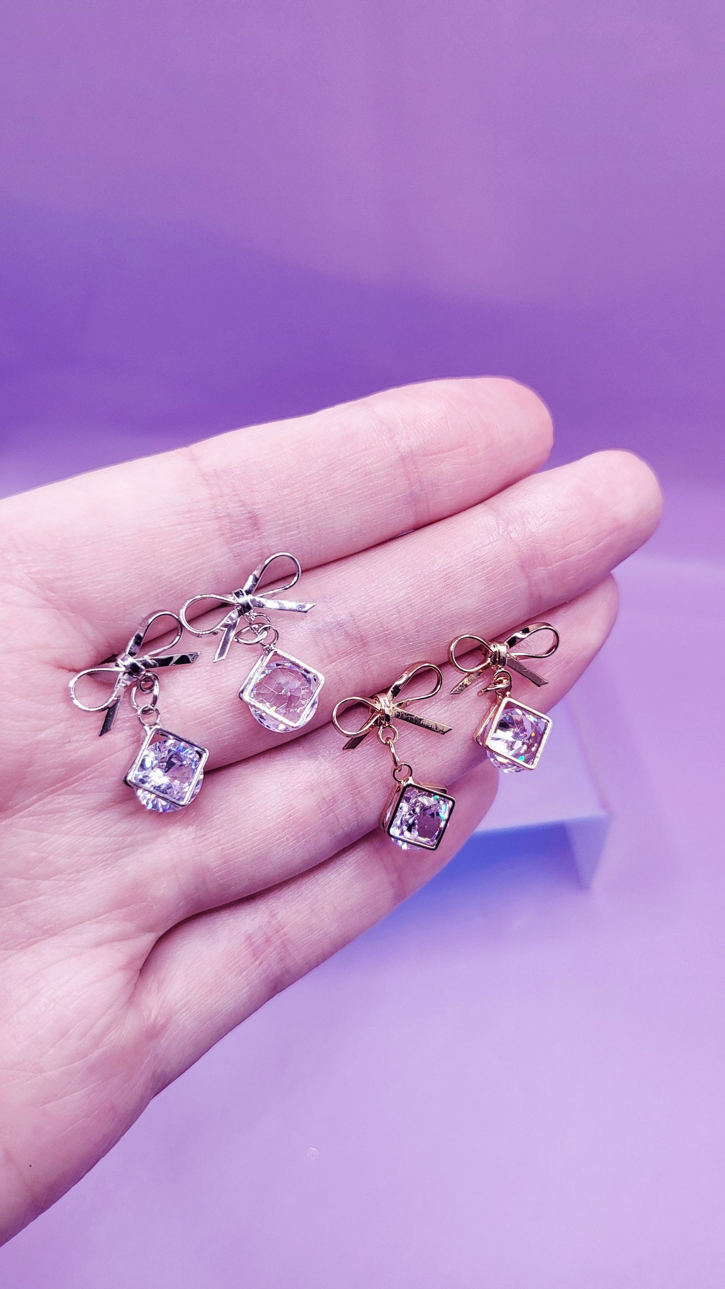 Glamour Bow Crystal Drop and Dangle Earrings