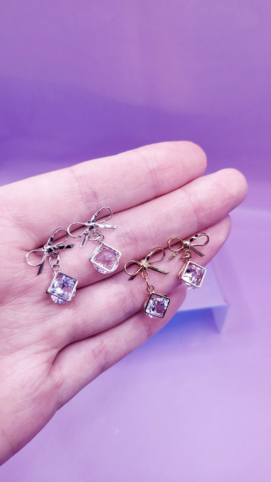 Glamour Bow Crystal Drop and Dangle Earrings