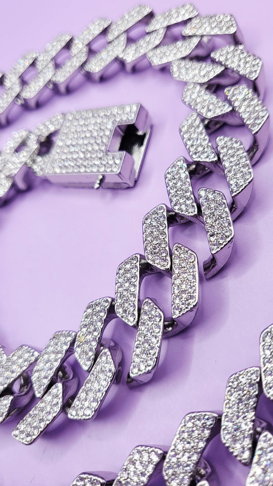 Iced Out Hip Hop Stainless Steel Link Necklace