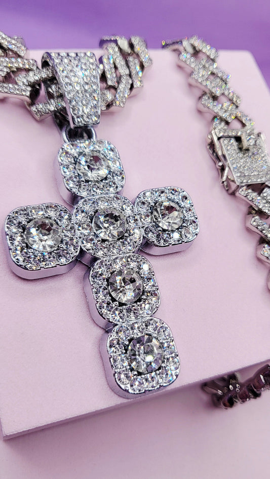 Iced Out Hip Hop Stainless Steel Cross Necklace
