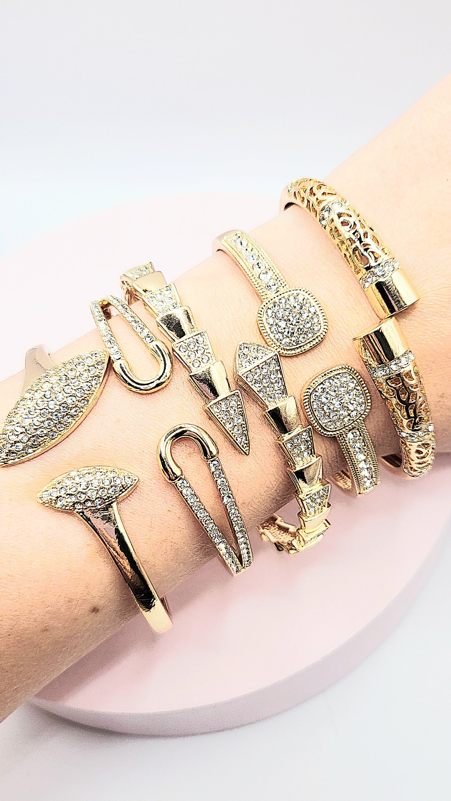 Crystal Stacking Bangles Stainless Steel