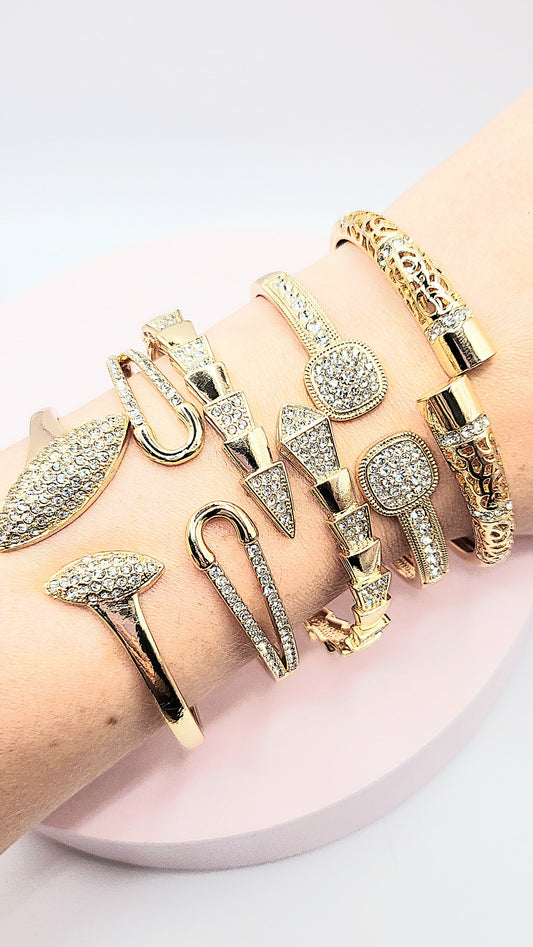 Crystal Stacking Bangles Stainless Steel