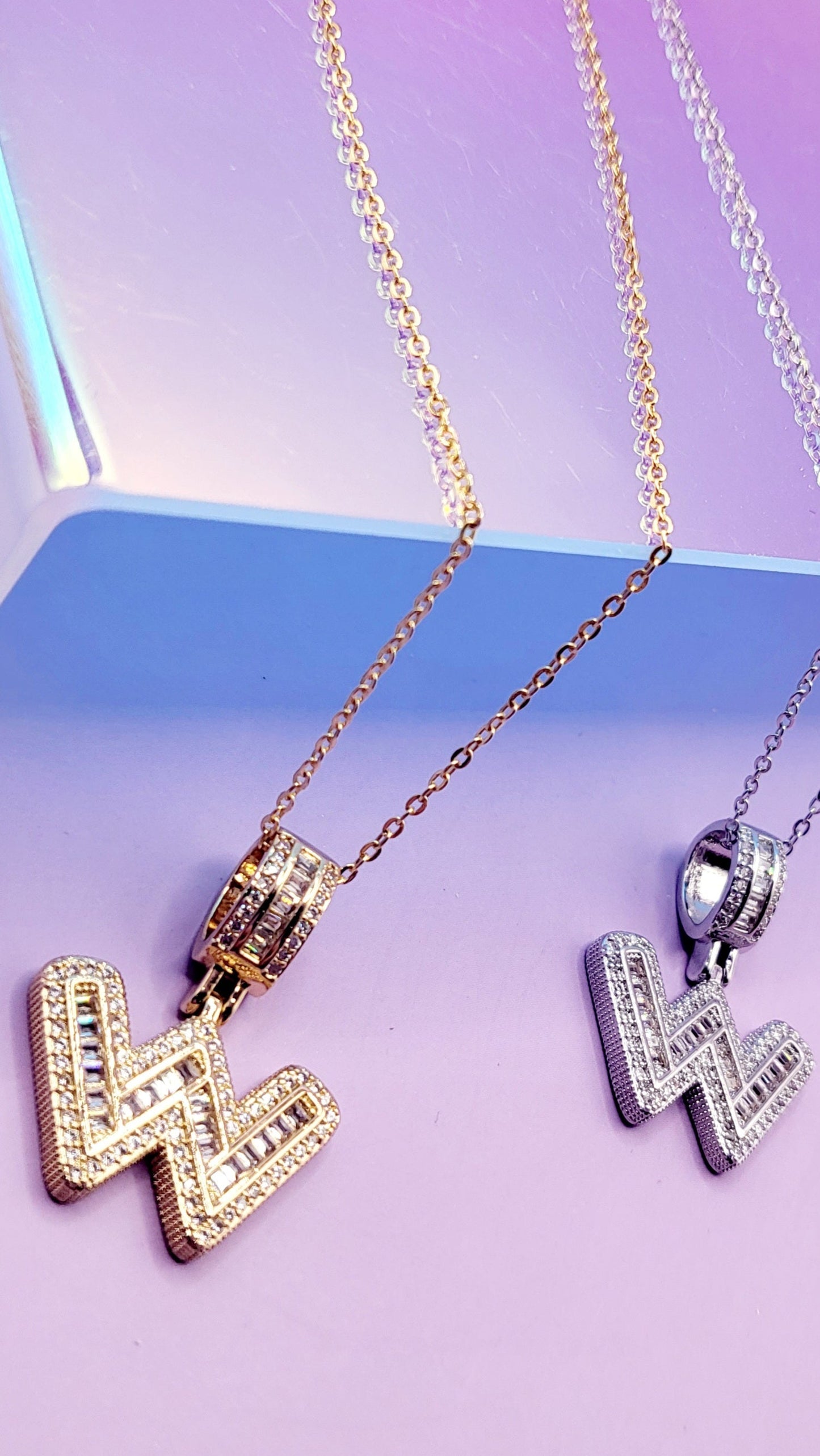 Crystal Initial Necklace Letter W