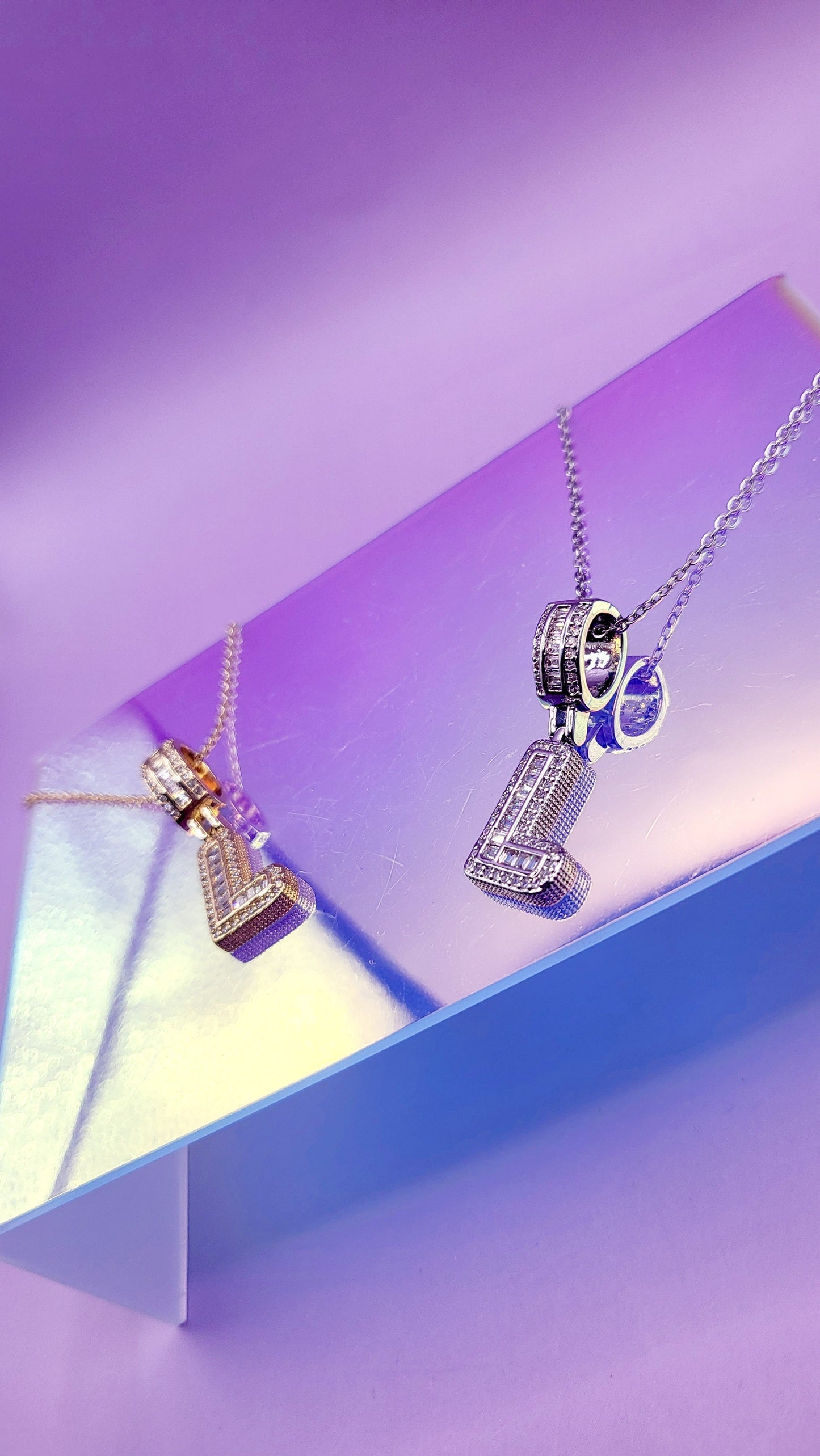 Crystal Initial Necklace Letter L