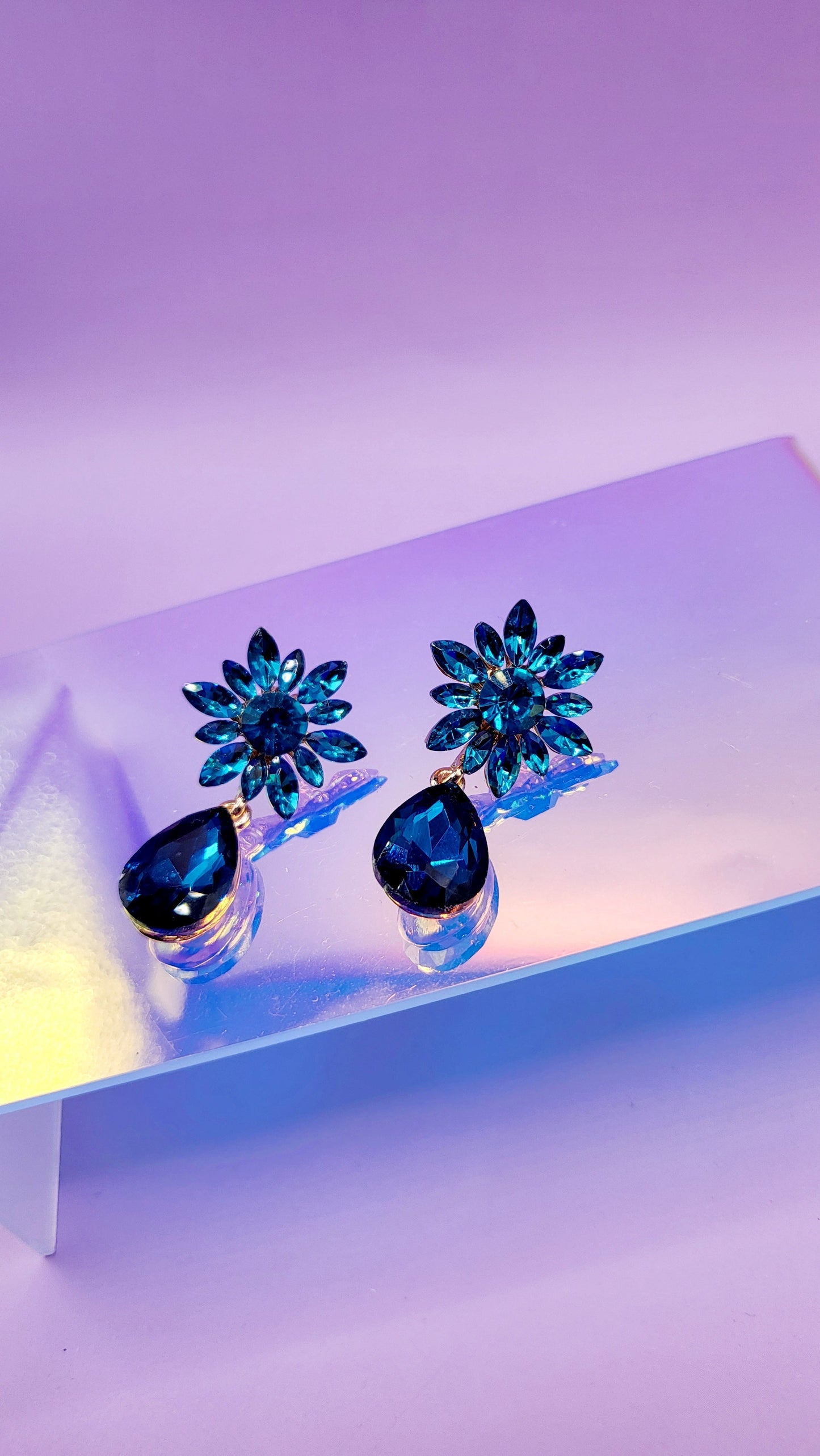 Aqua Crystal Drop and Dangle Earrings