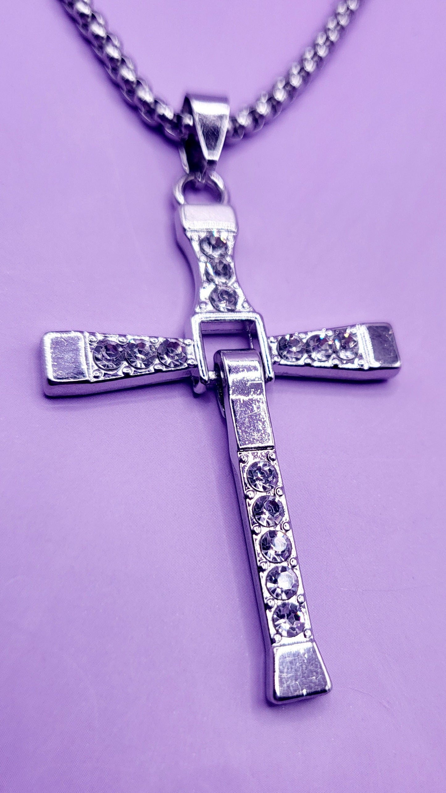 Large Silver Cross Necklace