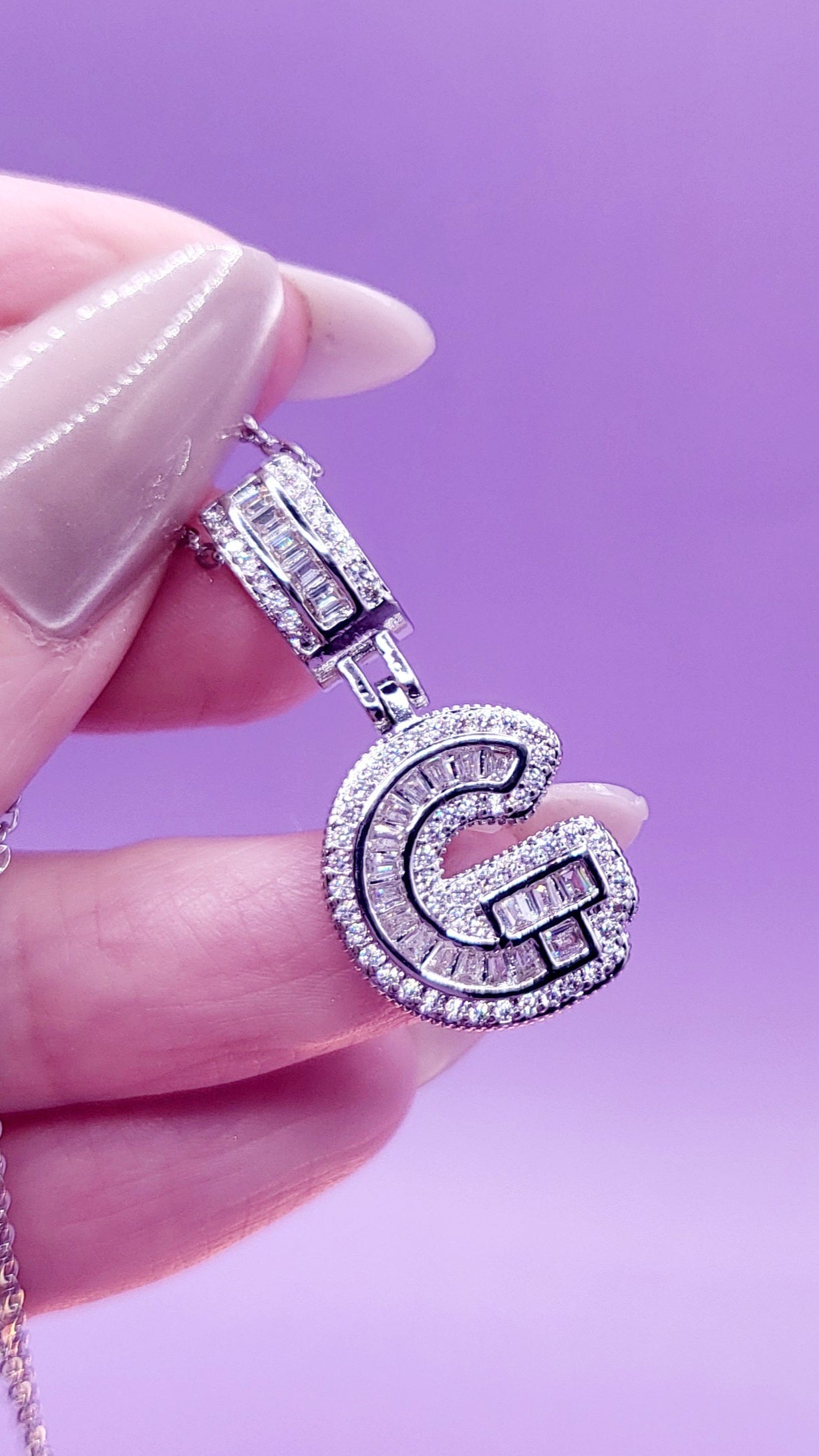 Crystal Initial Necklace Letter G