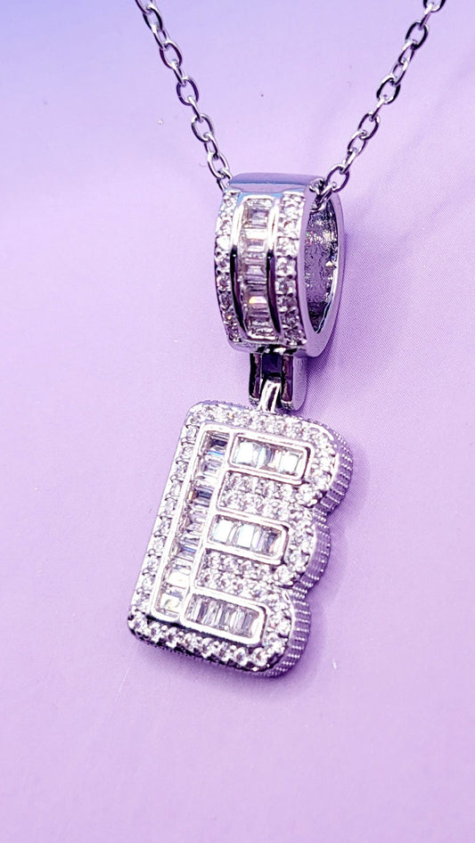 Crystal Initial Necklace Letter E