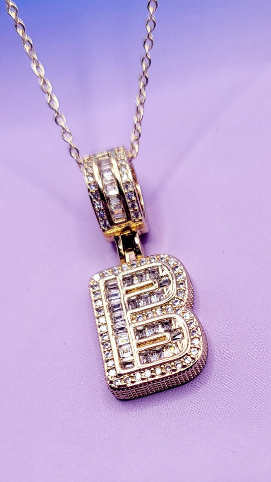 Crystal Initial Necklace Letter B