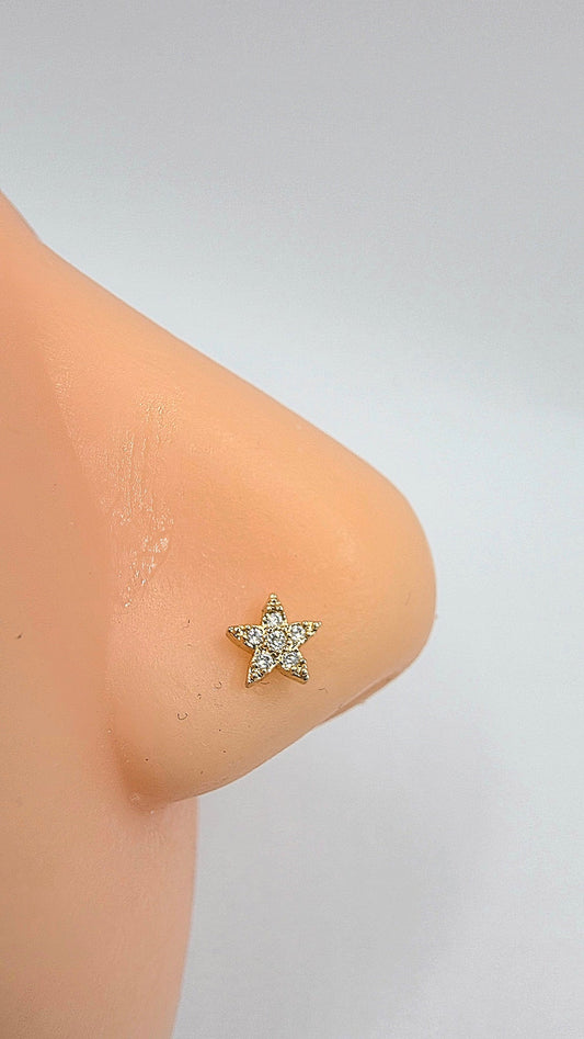 Star Nose Ring Surgical Steel Pierced