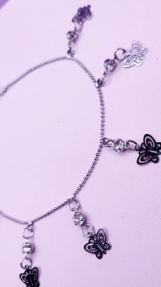 Crystal Butterfly Charm Anklet