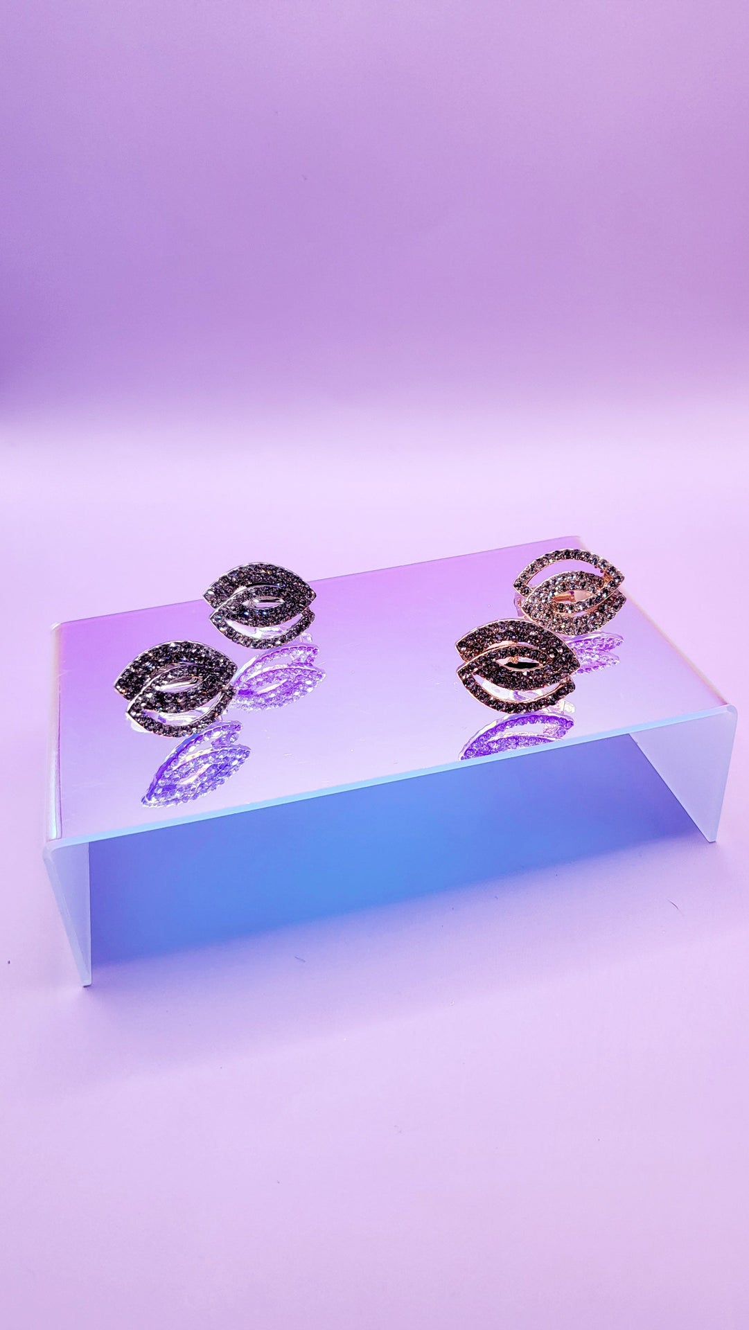 Layered Oval Crystal Non Pierced Clip On Earrings