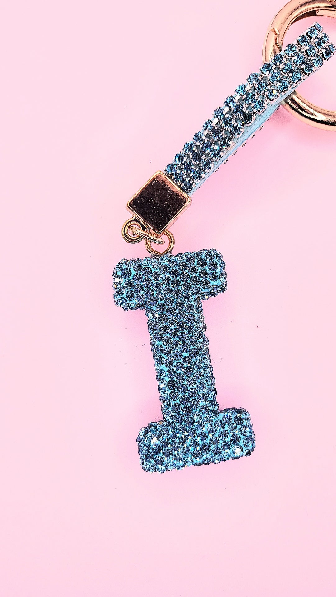 Initial Letter Blue Crystal Key Ring & Bag Charm