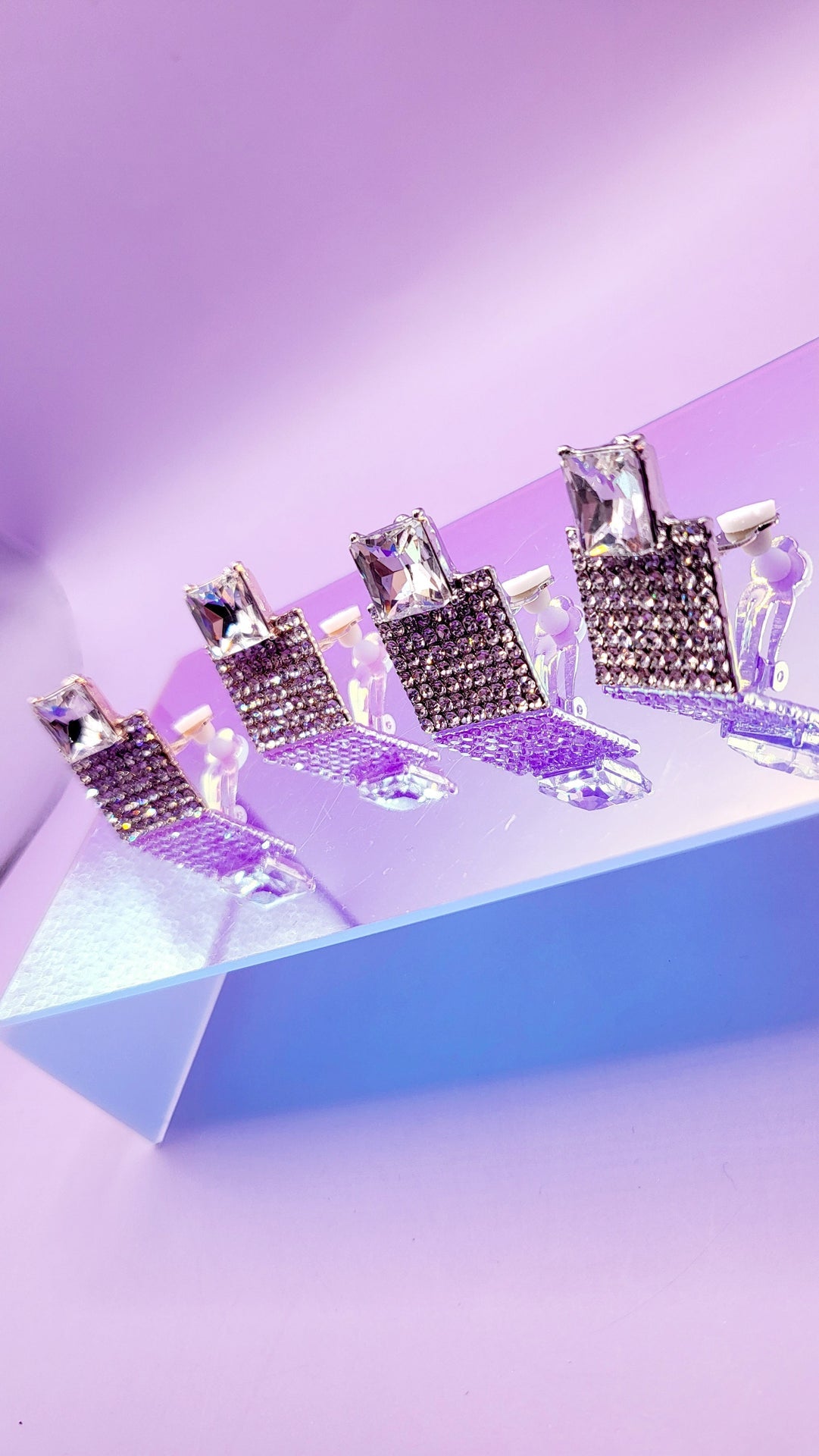 Luxe Square Crystal Non Pierced Clip On Earrings