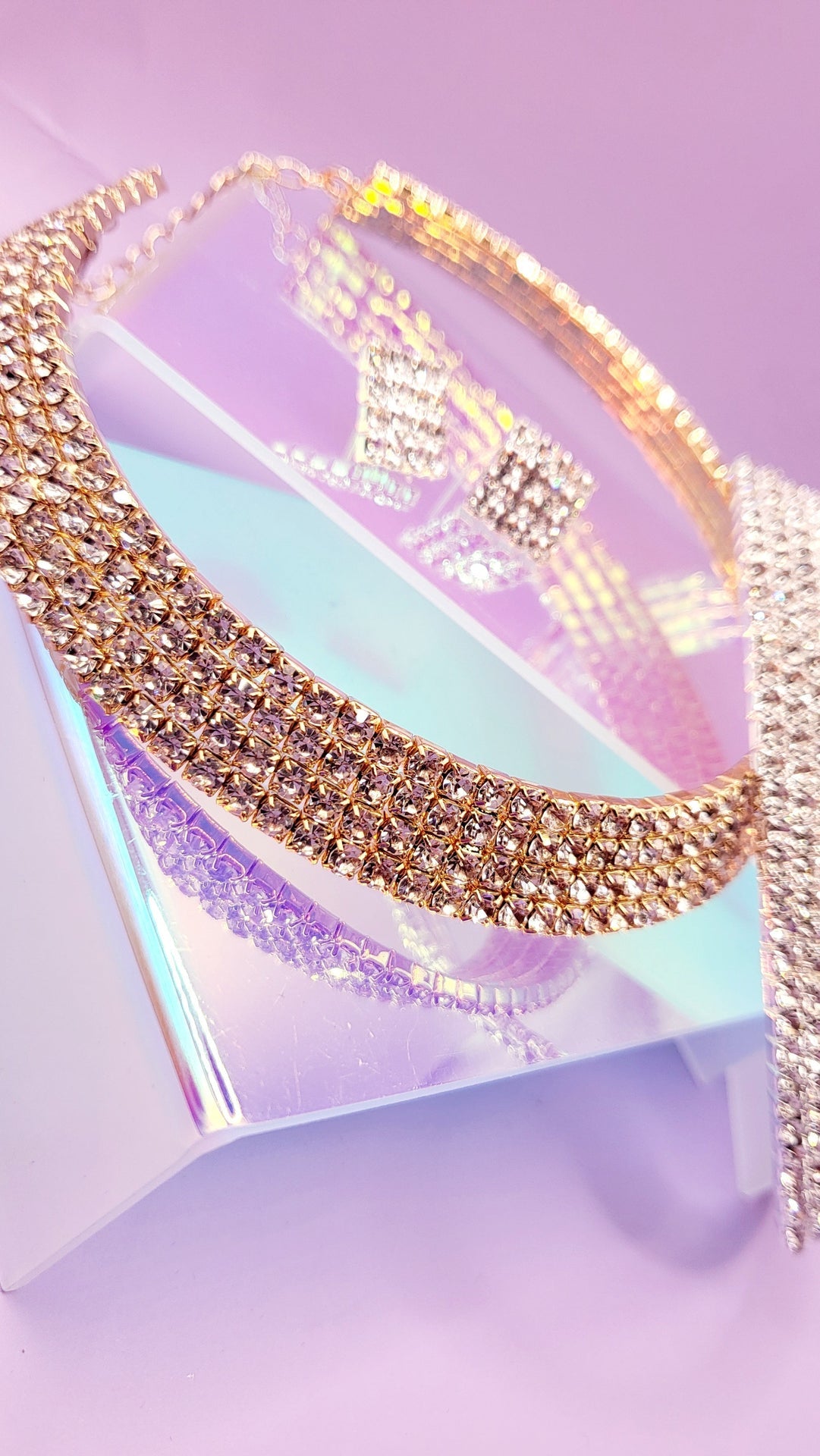 Queen Glam Crystal Duo Choker & Earrings