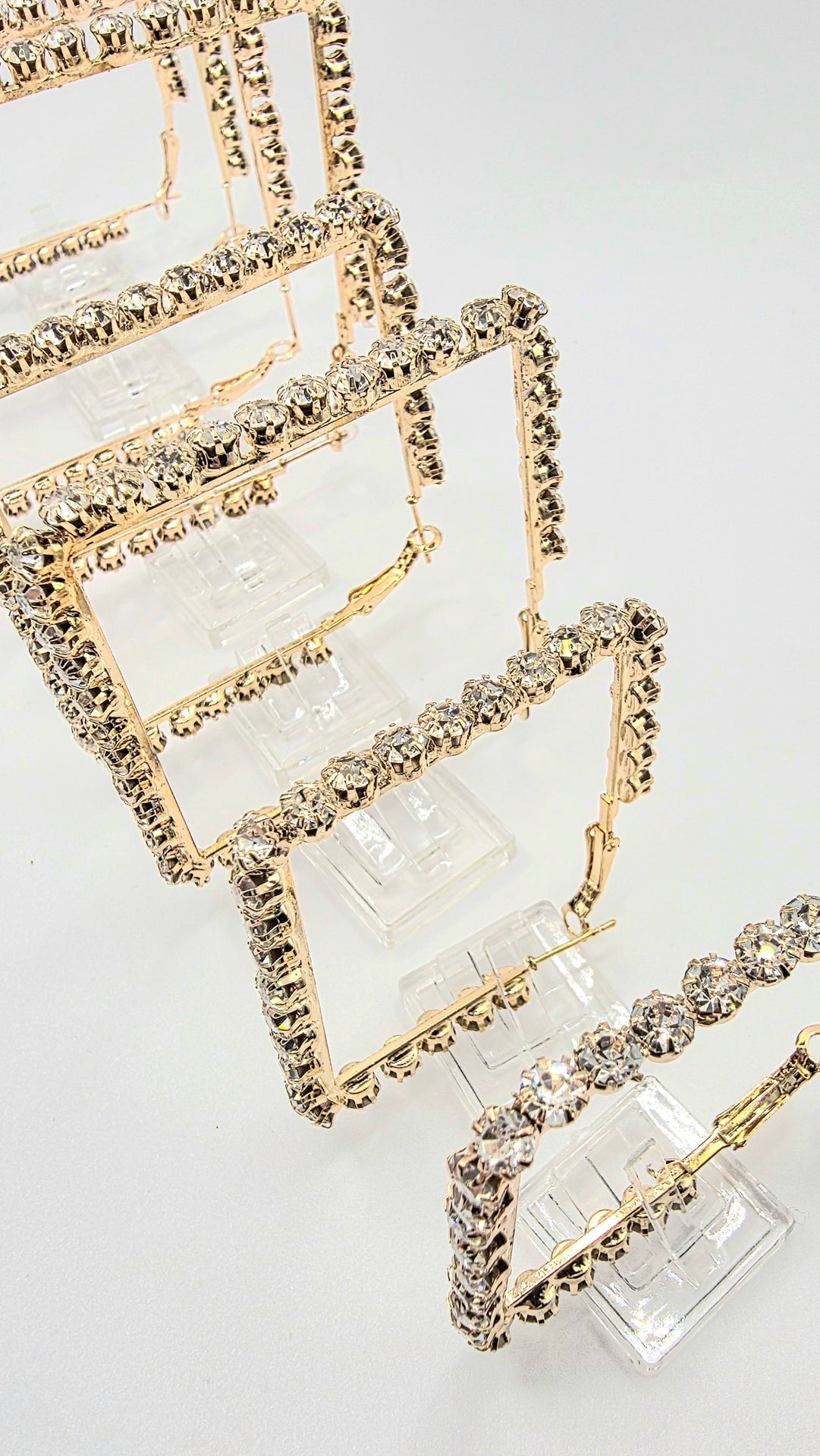 Luxe Square Crystal Hoop Earrings