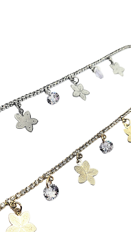 Flower Crystal Charm Anklet