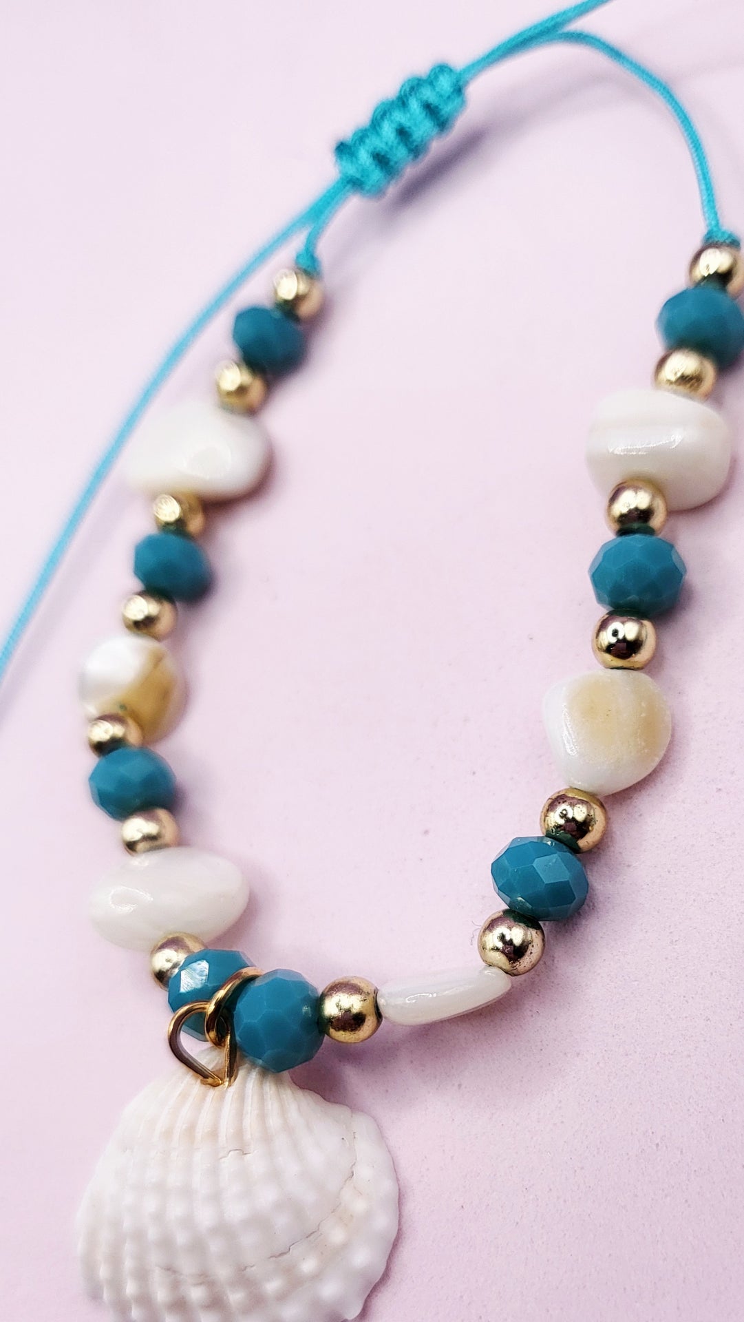 Beach Shell Beaded Pull Tie Anklet