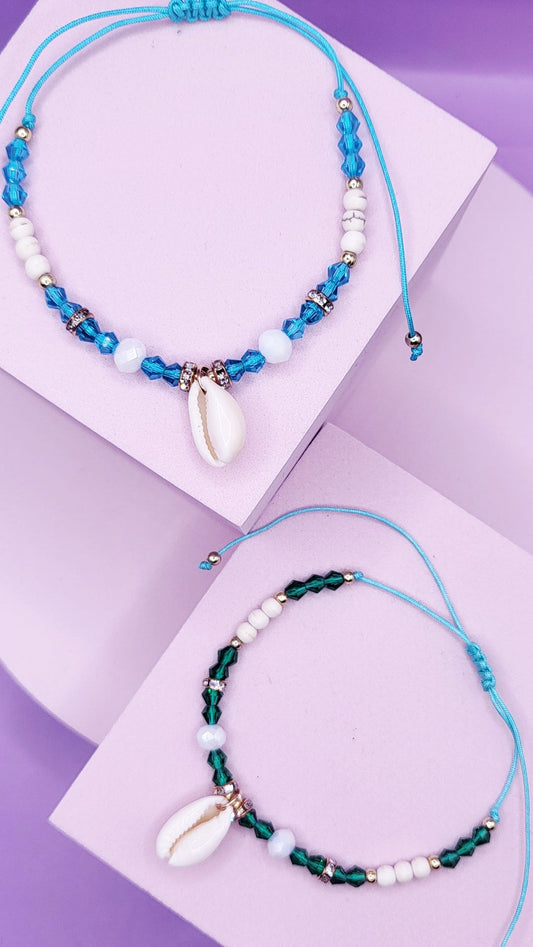 Shell Beaded Pull Tie Anklet