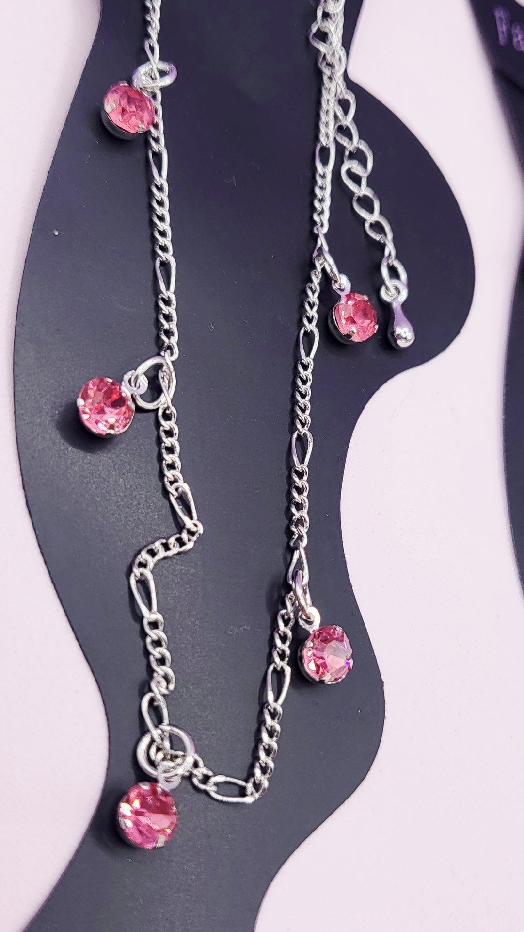 Pink Crystal Charm Anklet