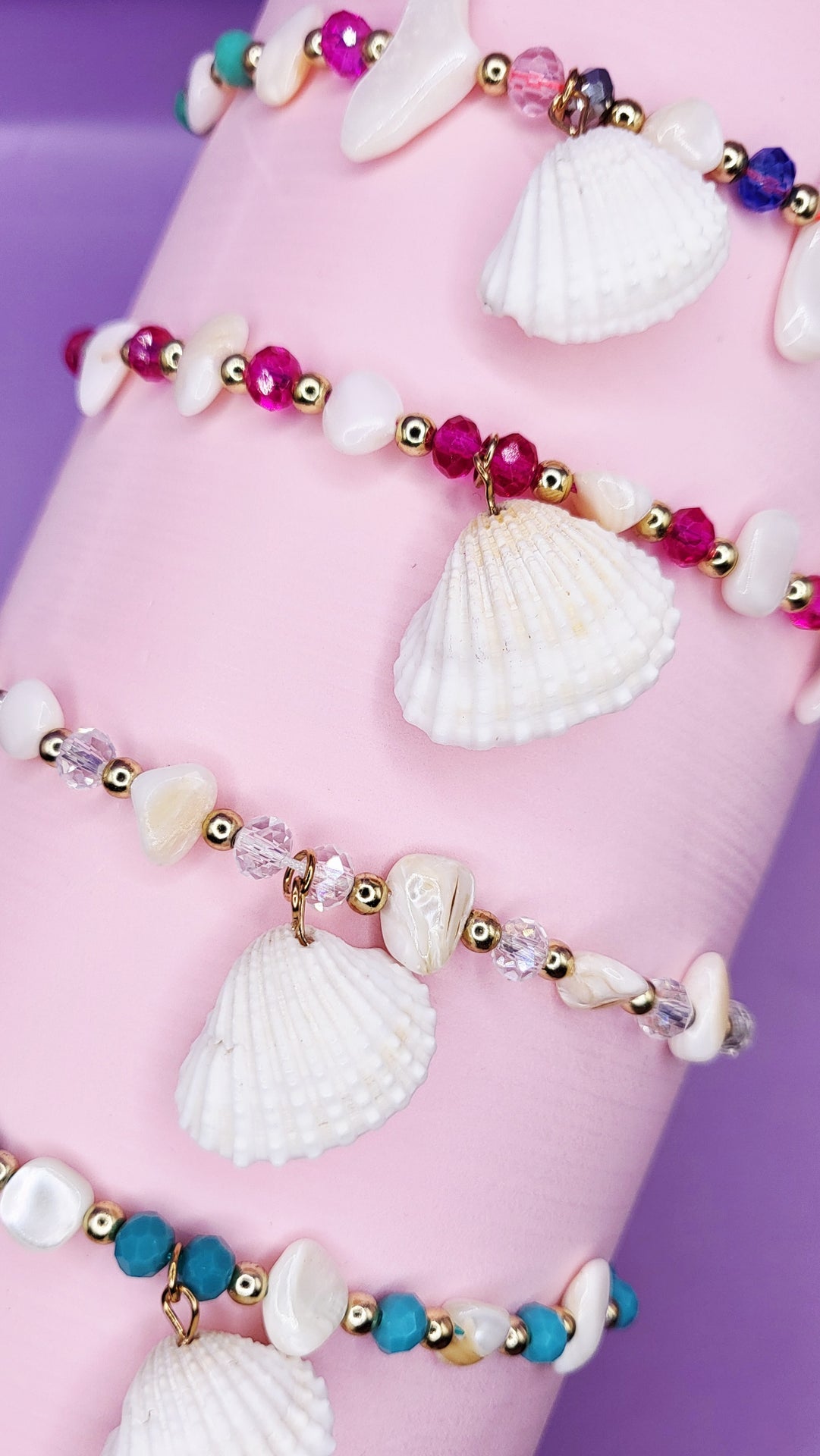 Beach Shell Beaded Pull Tie Anklet