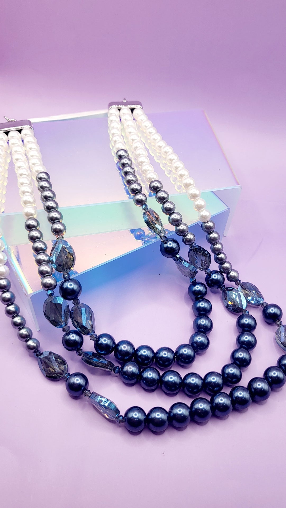Shiny Pearl Multi Layer Necklace & Earrings