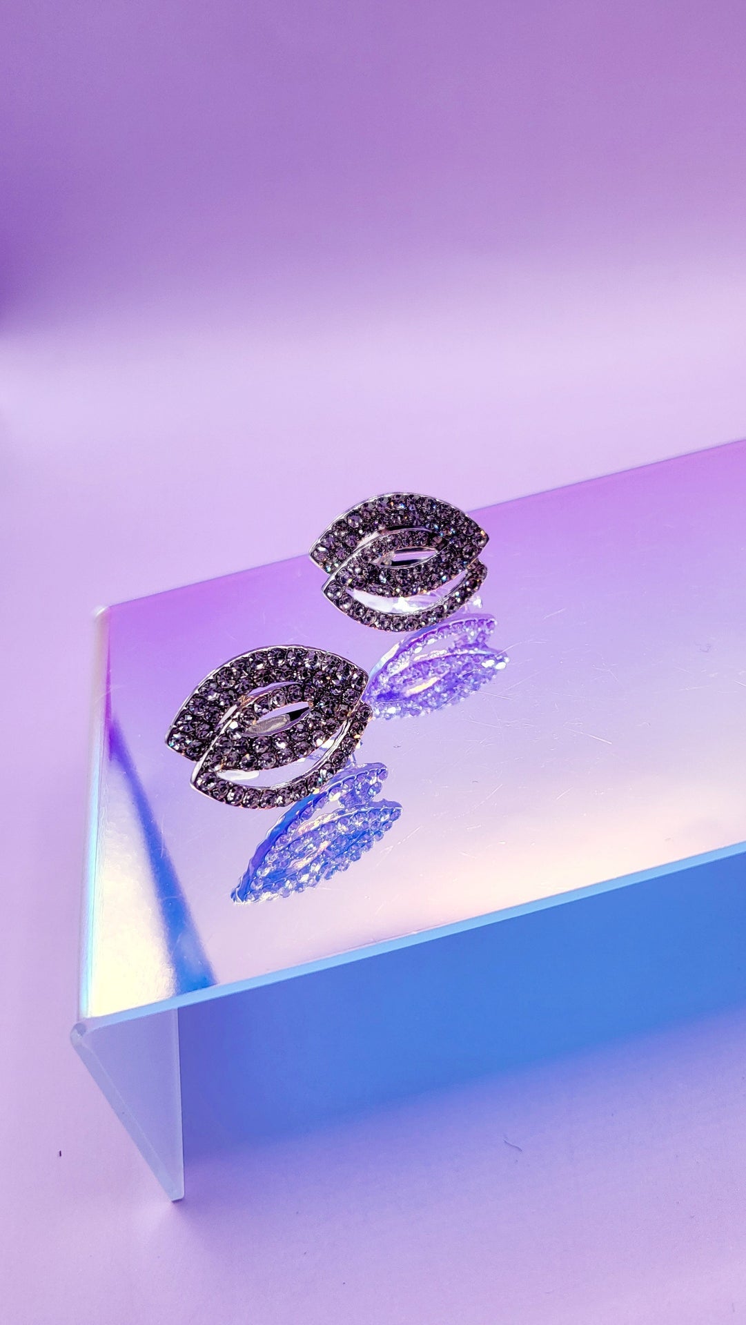 Layered Oval Crystal Non Pierced Clip On Earrings