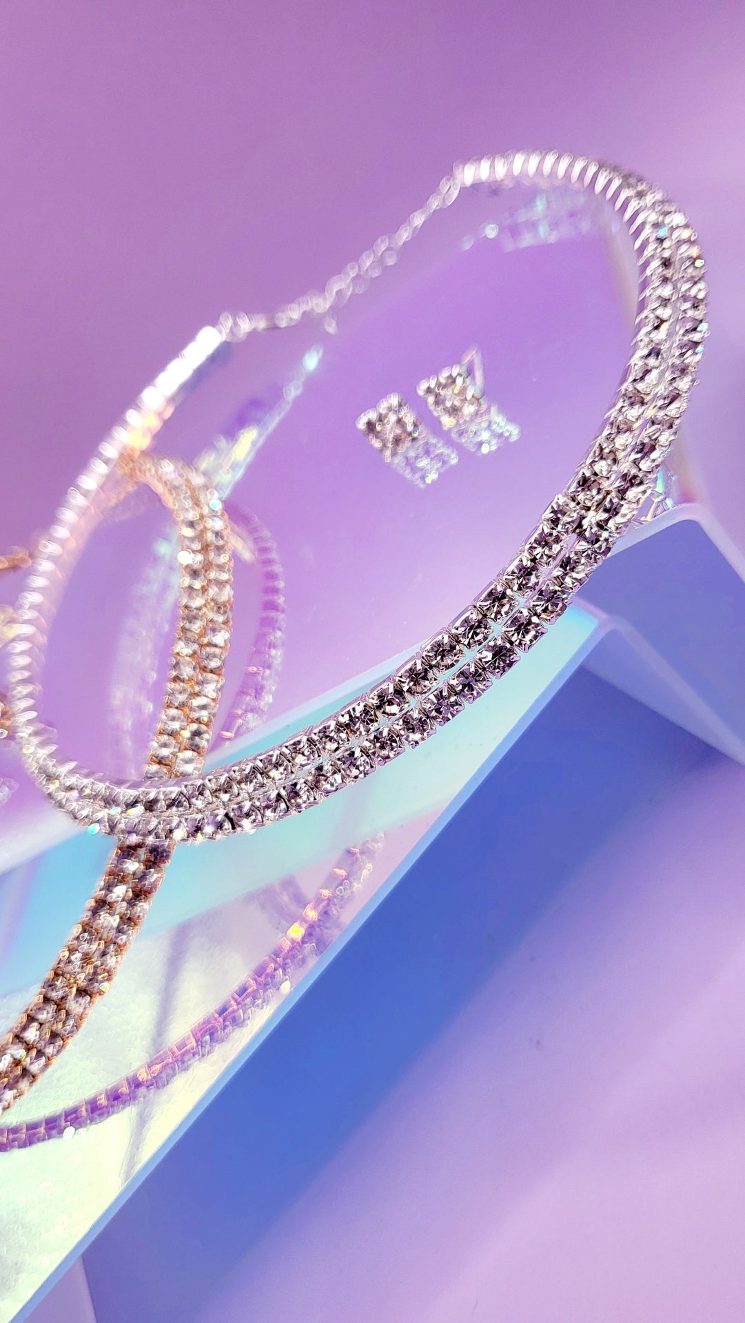 Queen Glam Crystal Duo Choker & Earrings