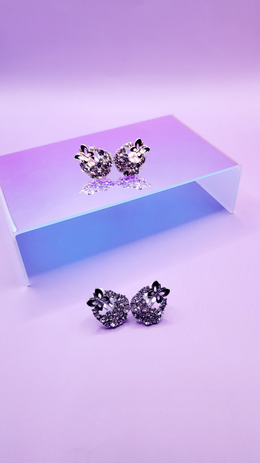 Butterfly Crystal Non Pierced Clip On Earrings