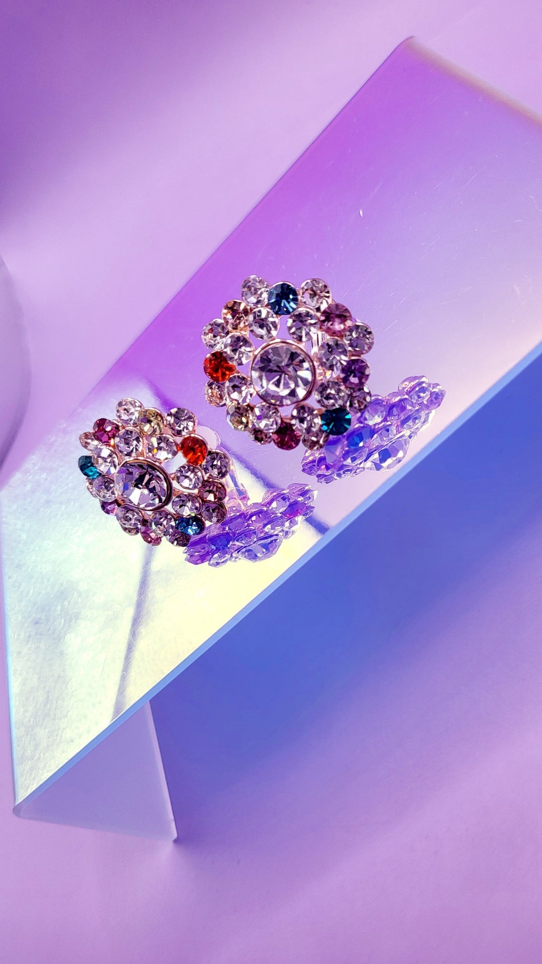 Round Cluster Crystal Non Pierced Clip On Earrings