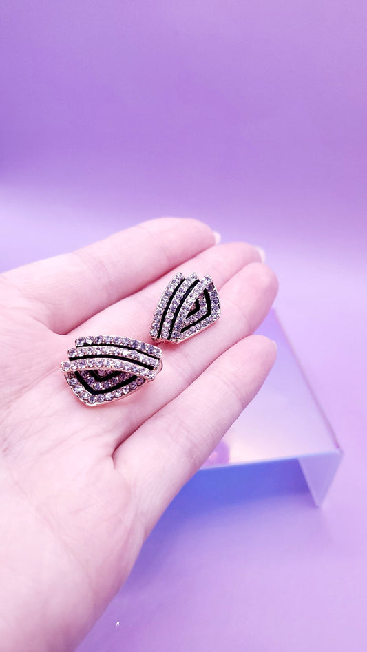 Layered Crystal Non Pierced Clip On Earrings