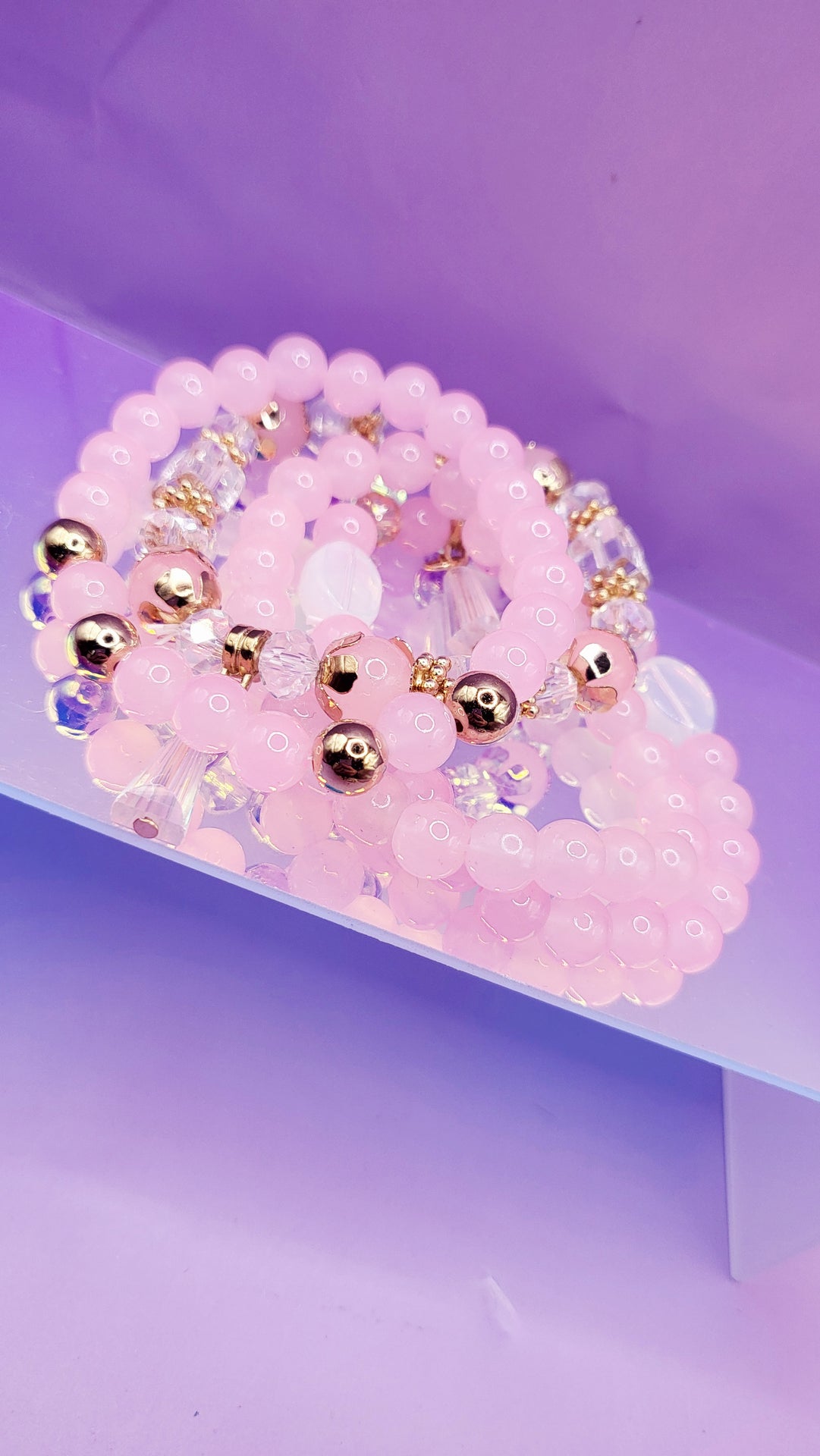 Flower Charm Ceramic Beaded Bracelet Set