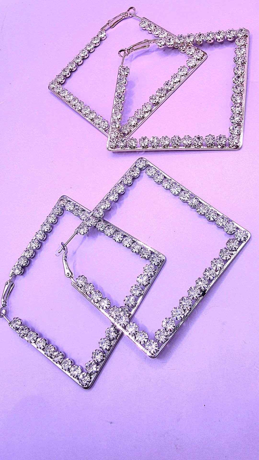 Square Crystal Hoop Earrings