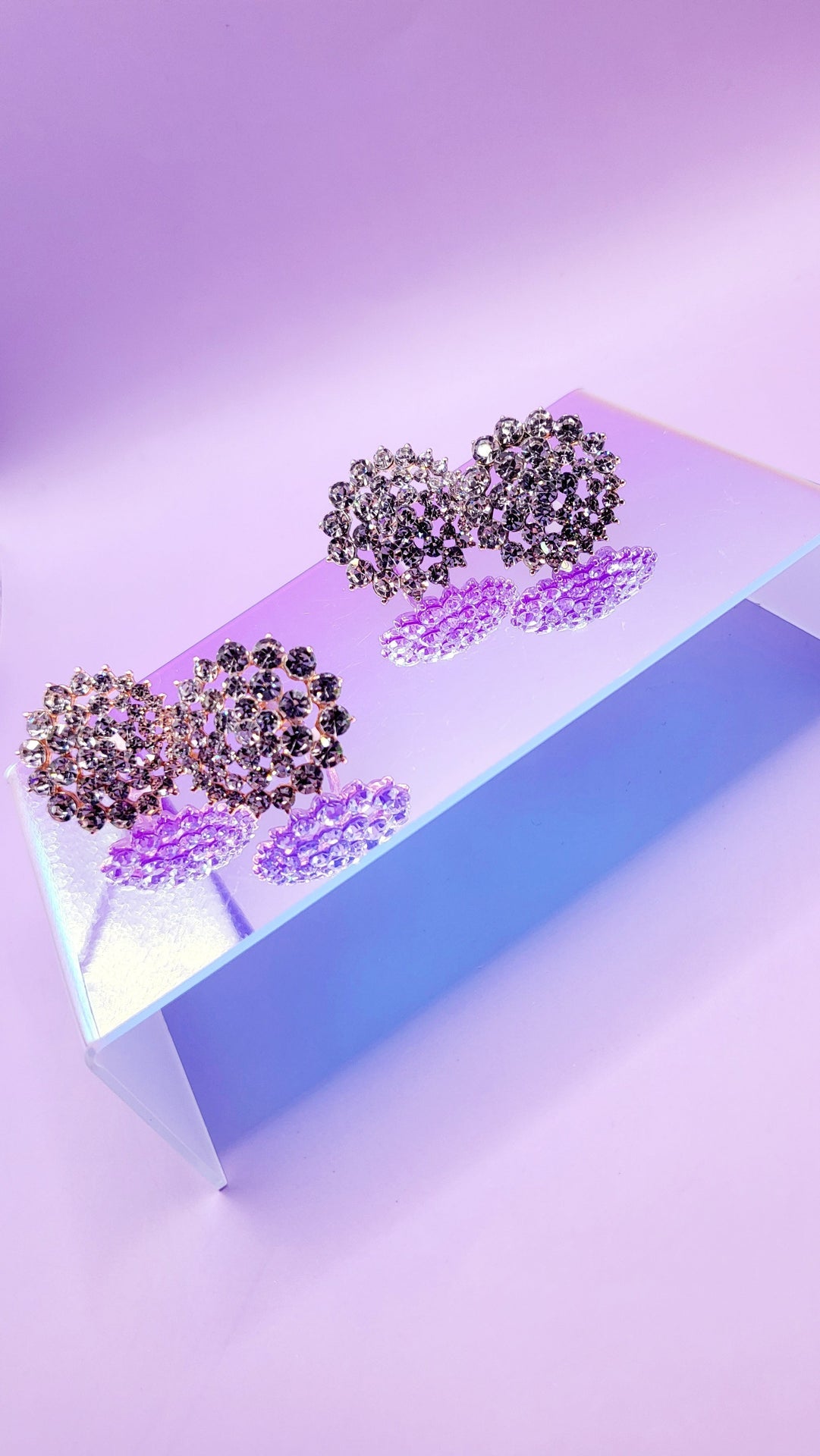 Rounded Crystal Non Pierced Clip On Earrings