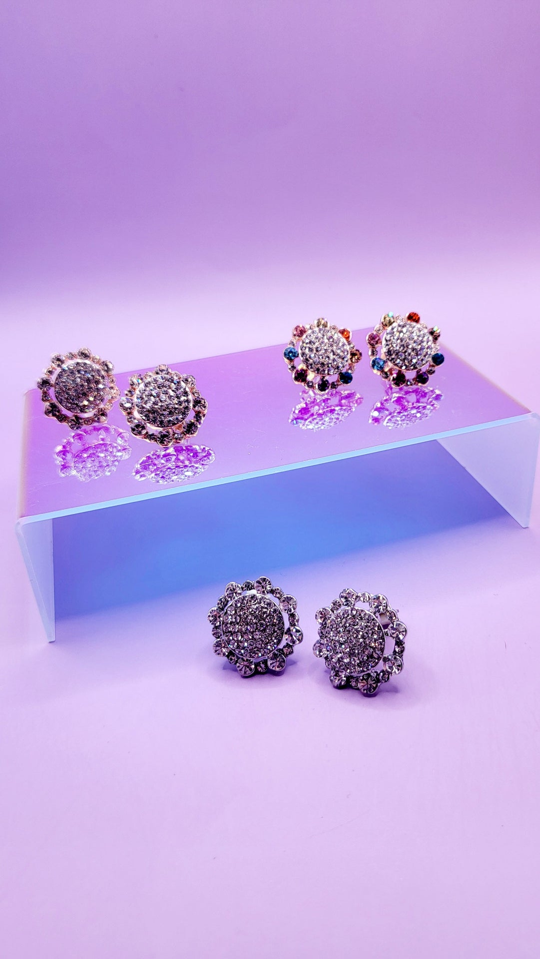 Sparkly Crystal Non Pierced Clip On Earrings