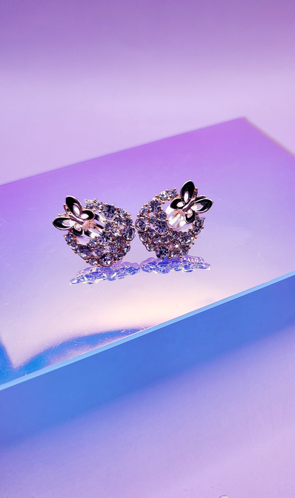 Butterfly Crystal Non Pierced Clip On Earrings