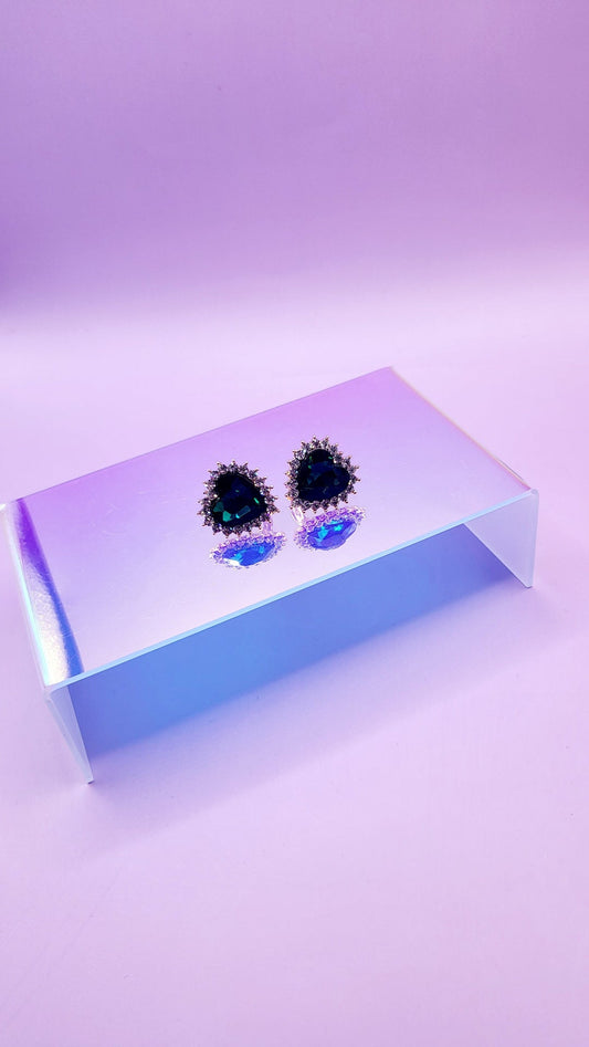 Green Heart Crystal Non Pierced Clip On Earrings