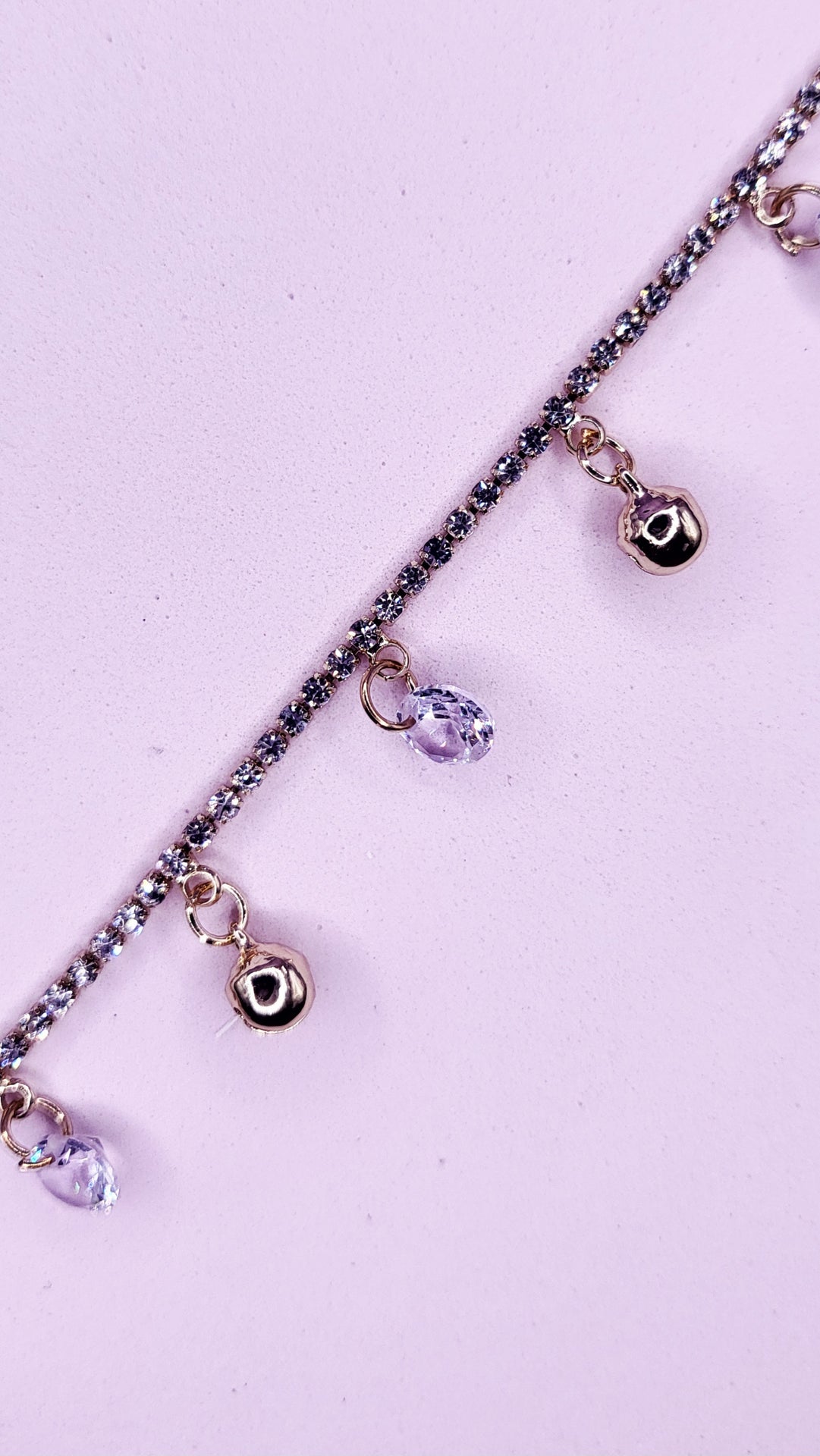 Crystal Bell Charm Tennis Anklet