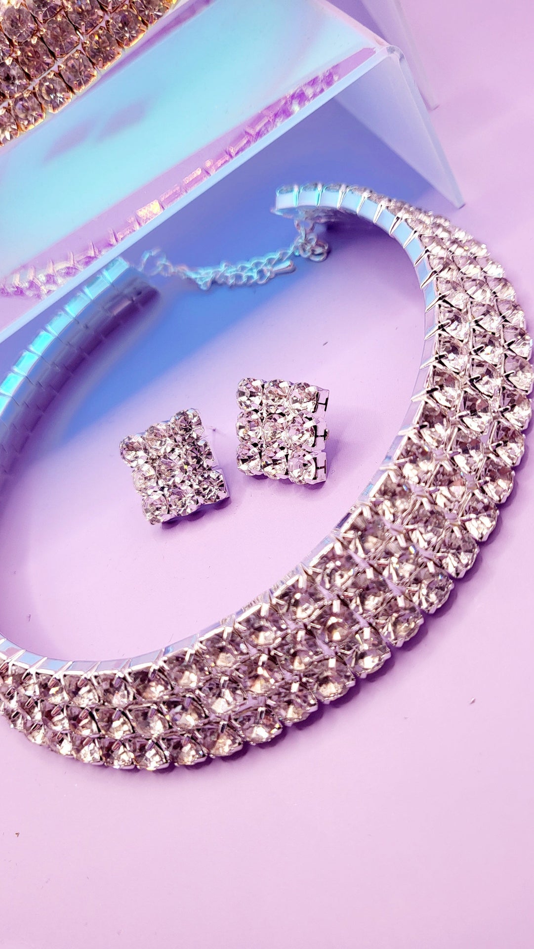 Glam Crystal Duo Choker & Earrings