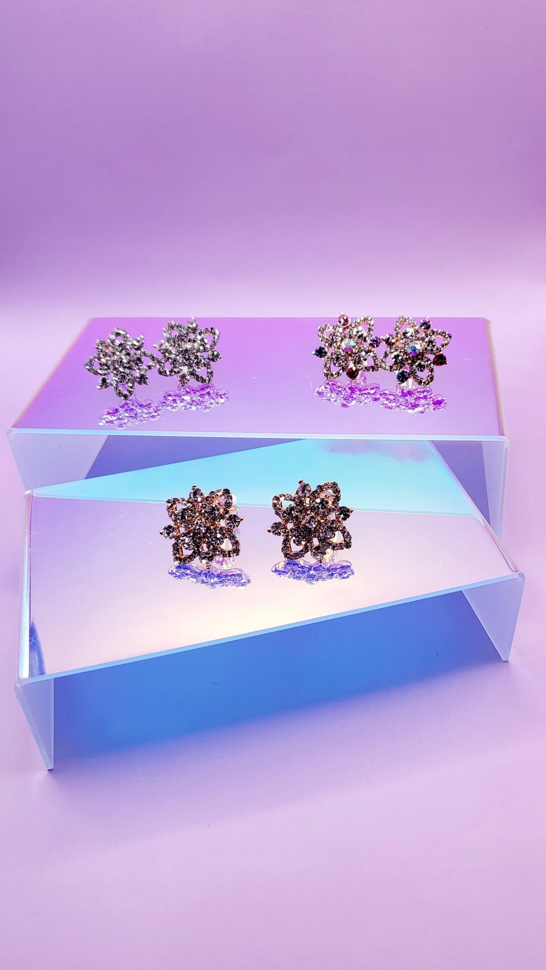 Star Burst Crystal Non Pierced Clip On Earrings