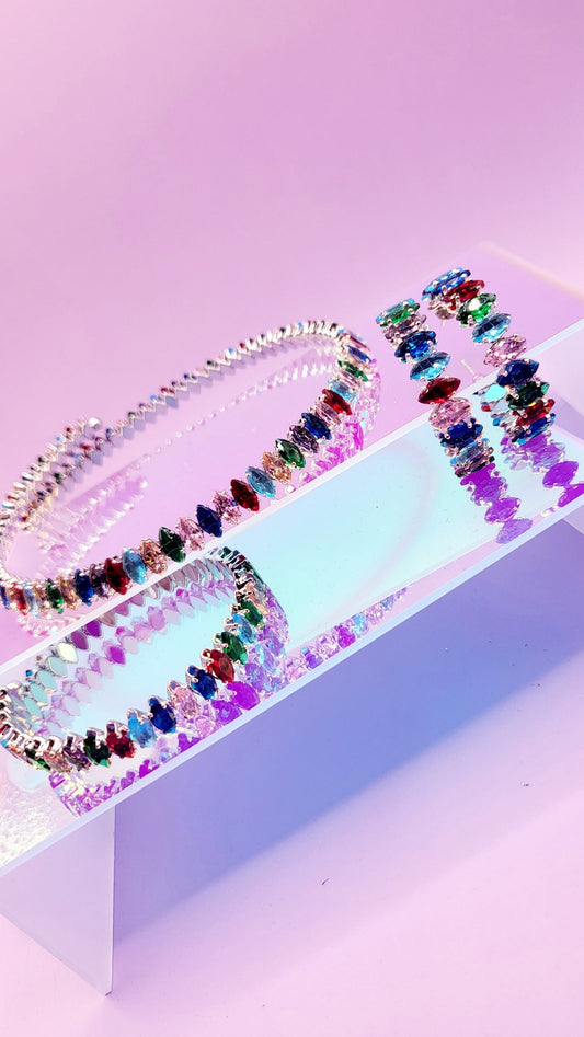 Aurora Crystal Trio Choker, Bracelet & Earrings
