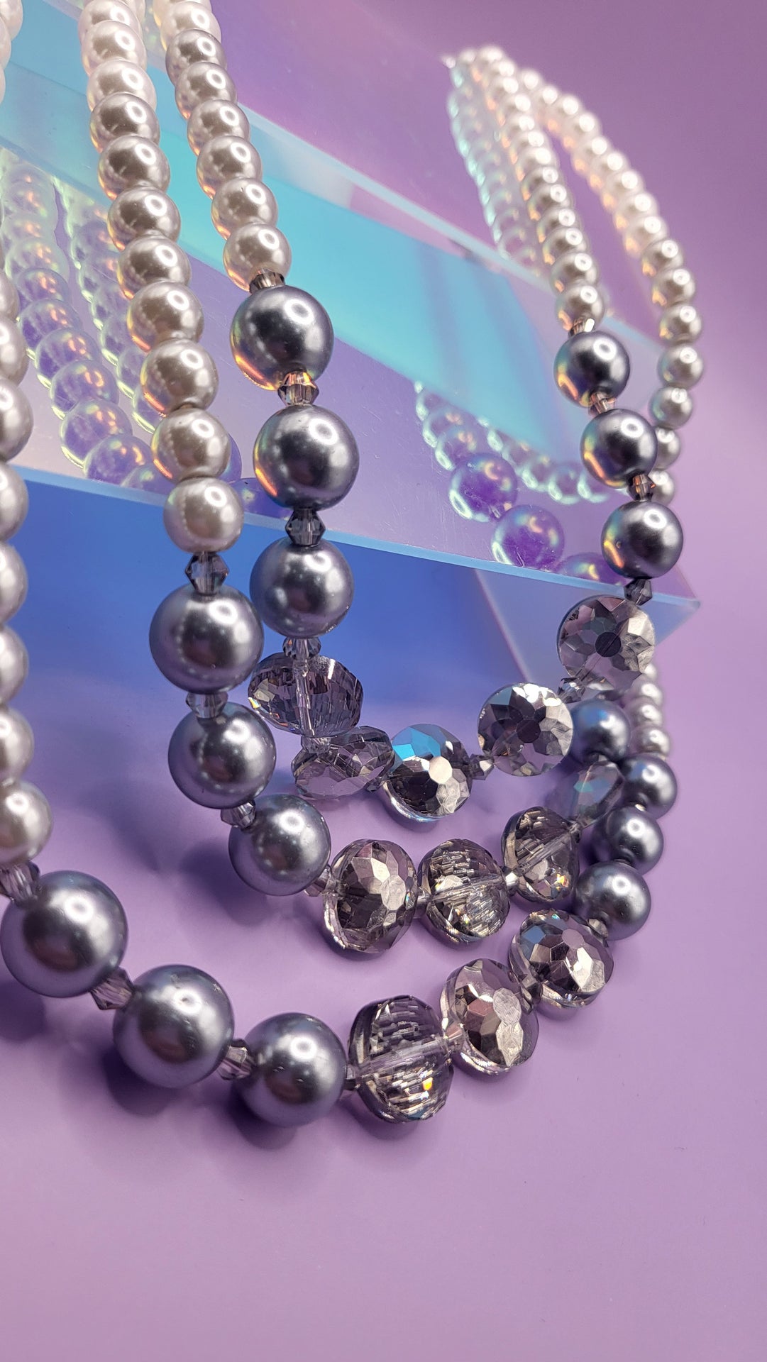 Crystal Pearl Multi Layer Necklace & Earrings